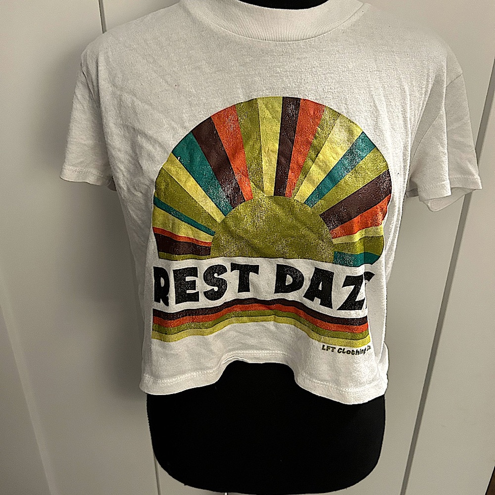 Lounge wear cropped t shirt. “Rest Daze” Can also be used as a workout shirt.